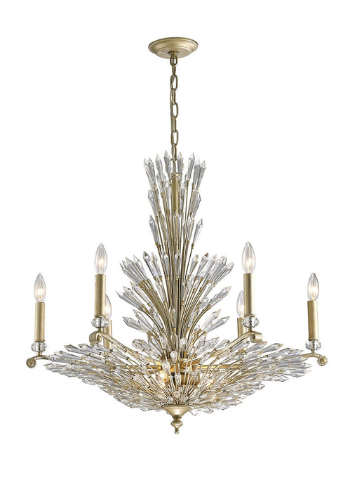 Diyas IL31673 Fay Pendant 6+3 Light E14 Aged Gold/Silver/Crystal - 38453