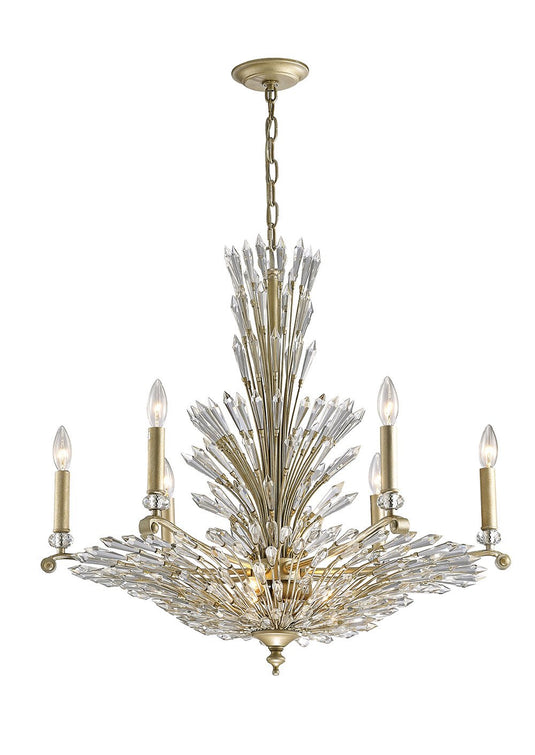 Diyas IL31673 Fay Pendant 6+3 Light E14 Aged Gold/Silver/Crystal - 38453