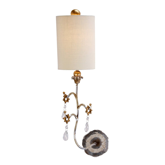 Flambeau FB-TIVOLI-W1-SV Tivoli 1 Light Wall Light - Silver & Cream Patina