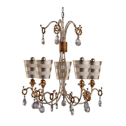 Flambeau FB-TIVOLI5-SV Tivoli 5 Light Chandelier - Silver & Cream Patina