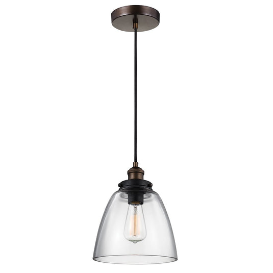 Feiss FE-BASKIN-P-B-BR Baskin 1 Light Pendant - Aged Brass/Dark Weathered Zinc