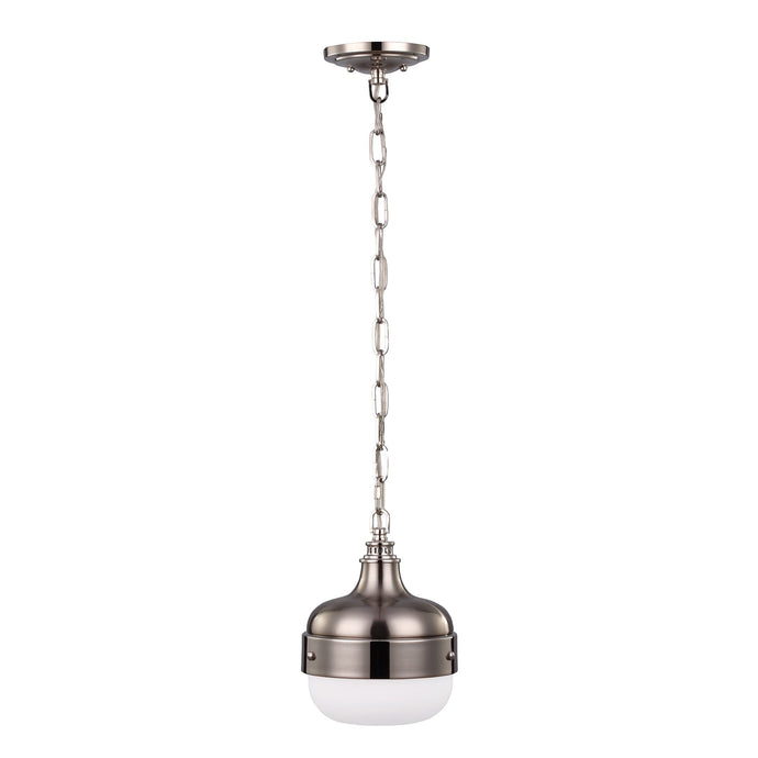 Feiss FE-CADENCE-1P-BS Cadence 1 Light Mini Pendant - Polished Nickel/Brushed Steel