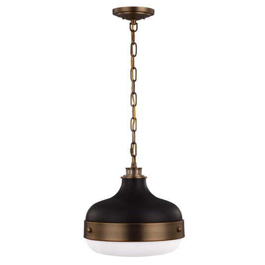 Feiss FE-CADENCE-2P-MB Cadence 2 Light Pendant - Dark Antique Brass/Matte Black