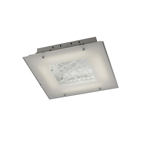 Diyas IL80050 Felix Square Ceiling 16W LED 3600K Polished Chrome/Crystal, 3yrs Warranty - 38571