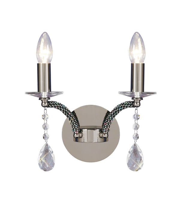 Diyas IL30362 Fiore Wall Lamp Switched 2 Light Black Chrome/Crystal - 38049