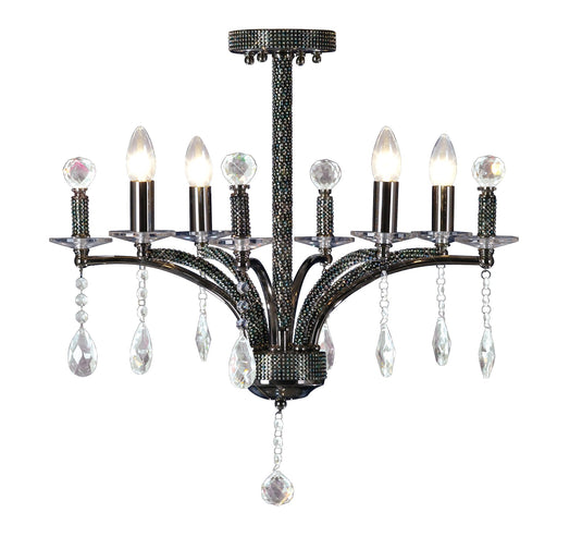 Diyas IL30364 Fiore Pendant 4 Light Black Chrome/Crystal - 38050