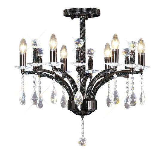 Diyas IL30366 Fiore Pendant 6 Light Black Chrome/Crystal - 38051