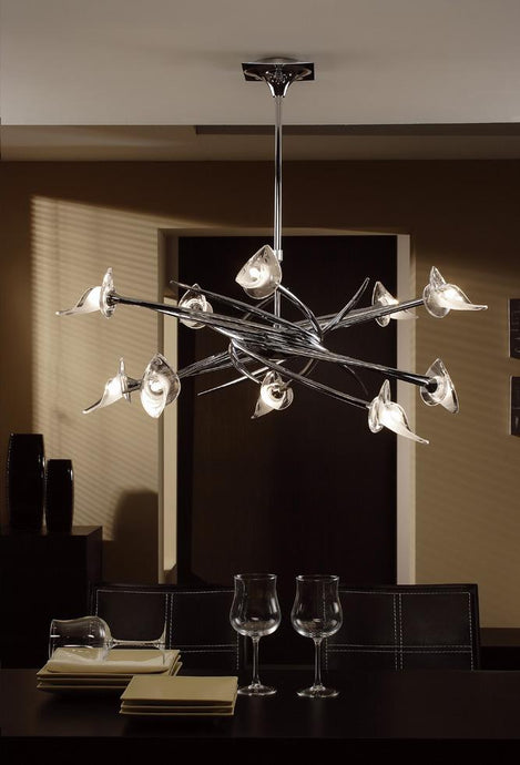 Mantra M0312 Flavia Pendant Up-Down Round 10 Light G9, Polished Chrome