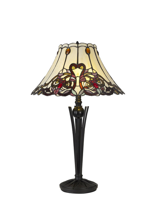 C-Lighting Flete Tiffany Table Lamp, 2 x E27, Red / Orange / Crystal / Black - 30469