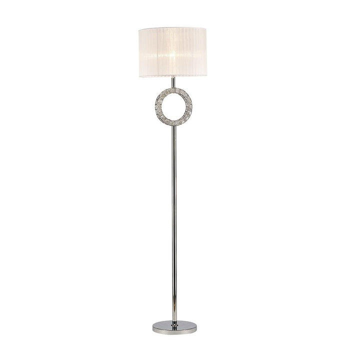 Diyas IL31535 Florence Round Floor Lamp With White Shade 1 Light E27 Polished Chrome/Crystal Item Weight: 18.29kg - 23638