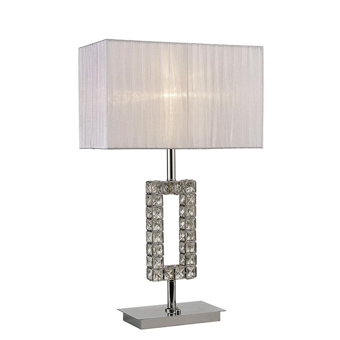 Diyas IL31536 Florence Rectangle Table Lamp With White Shade 1 Light Polished Chrome/Crystal - 38400