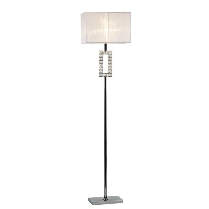 Diyas IL31537 Florence Renctangle Floor Lamp With White Shade 1 Light Polished Chrome/Crystal - 38401