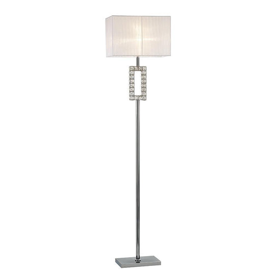 Diyas IL31537 Florence Renctangle Floor Lamp With White Shade 1 Light Polished Chrome/Crystal - 38401