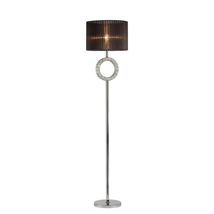 Diyas IL31725 Florence Round Floor Lamp With Black Shade 1 Light E27 Polished Chrome/Crystal Item Weight: 19.07kg - 38486