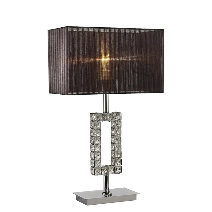 Diyas IL31726 Florence Rectangle Table Lamp With Black Shade 1 Light Polished Chrome/Crystal - 38487