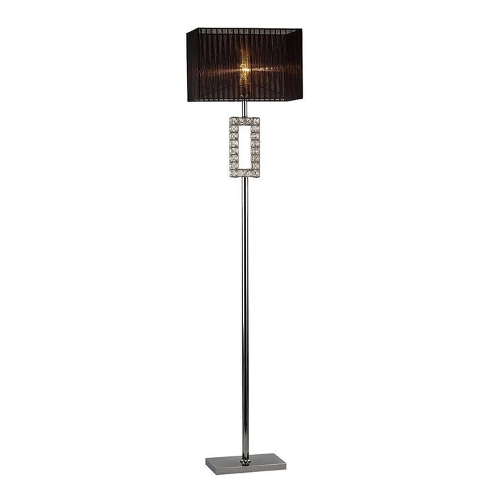 Diyas IL31727 Florence Renctangle Floor Lamp With Black Shade 1 Light Polished Chrome/Crystal - 38488