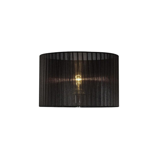 Diyas ILS31724 Florence Round Organza Shade Black 360mm x 230mm, Suitable For Table Lamp - 38691