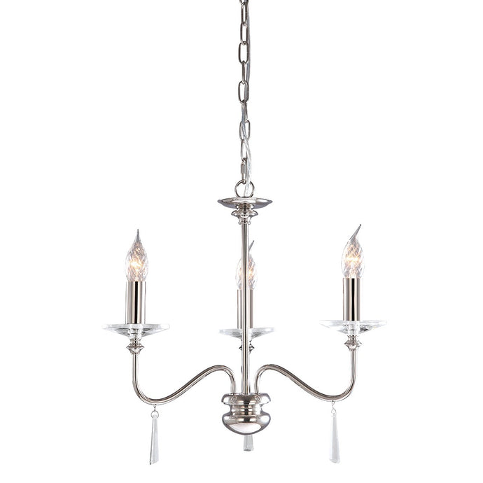 Elstead Lighting FP3-POL-NICKEL Finsbury Park 3 Light Chandelier - Polished Nickel