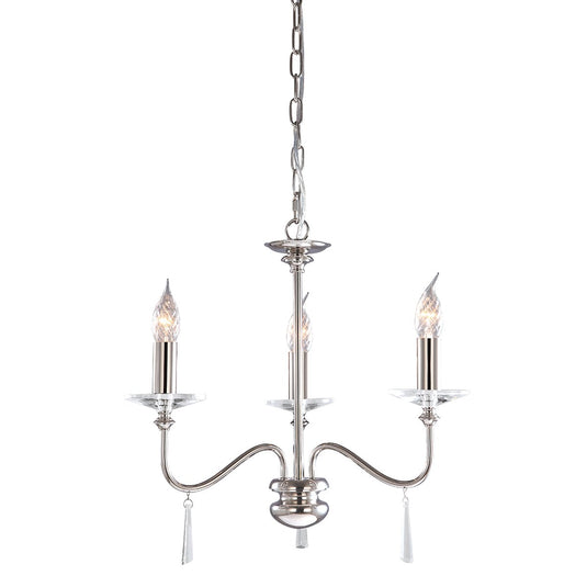 Elstead Lighting FP3-POL-NICKEL Finsbury Park 3 Light Chandelier - Polished Nickel
