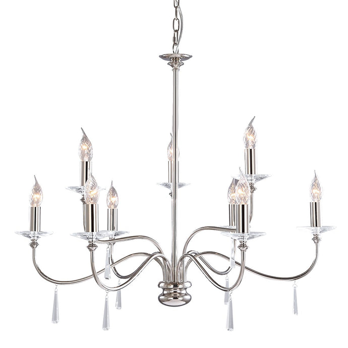 Elstead Lighting FP9-POL-NICKEL Finsbury Park 9 Light Chandelier - Polished Nickel