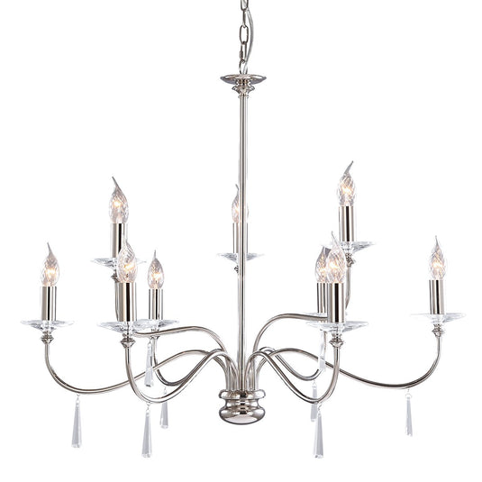 Elstead Lighting FP9-POL-NICKEL Finsbury Park 9 Light Chandelier - Polished Nickel