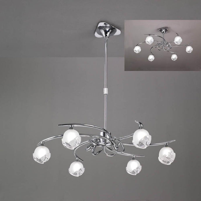 Mantra M0801 Fragma Telescopic Semi Flush Convertible 6 Light G9, Polished Chrome