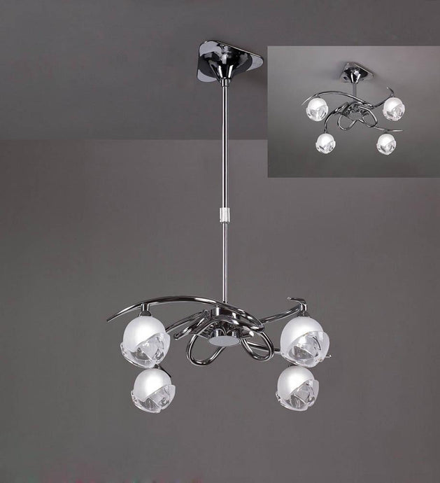 Mantra M0802 Fragma Telescopic Semi Flush Convertible 4 Light G9, Polished Chrome