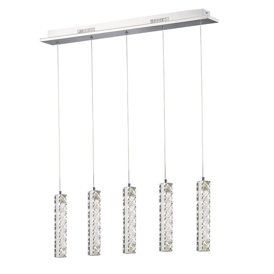 Diyas IL80035 Galaxy Linear Pendant 5 Drop 15W LED 4000K Polished Chrome, Crystal - 38565