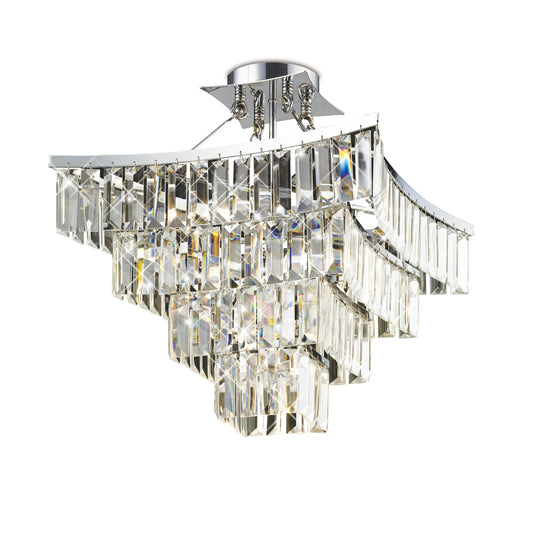 Diyas IL30642 Gianni Square Semi Ceiling 5 Light Polished Chrome/Crystal - 38104