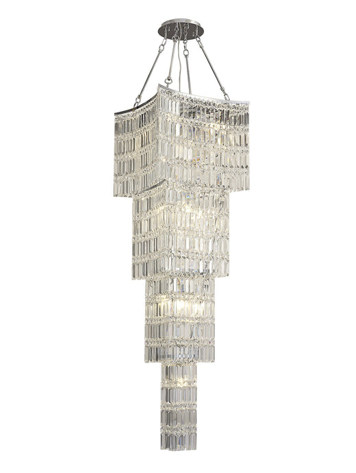 Diyas IL30644 Gianni Tall Pendant 11 Light E14 Polished Chrome/Crystal Item Weight: 30.4kg - 38106