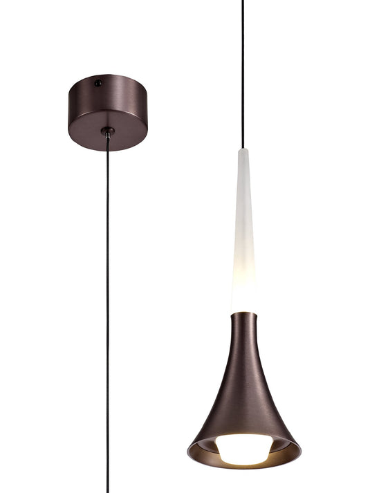 C-Lighting Godden 1 Light Pendant, 1 x 5W LED, 3000K, 213lm, Satin Brown, 3yrs Warranty - 28751