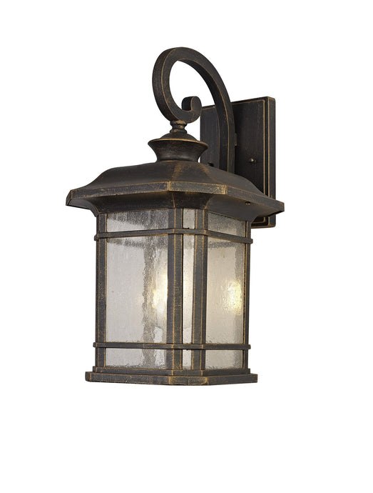 C-Lighting Goudhurst Large Wall Lamp, 1 x E27, Brushed Black Gold/Seeded Glass, IP54, 2yrs Warranty - 29047