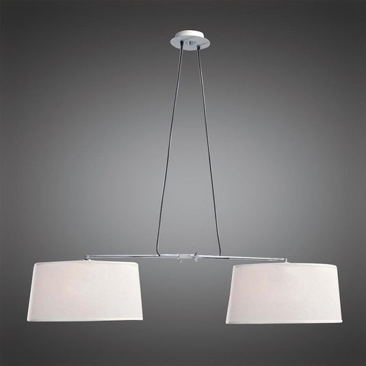 Mantra M5306 Habana Pendant 2 Light With Adjustable Body Without Shade E27, Matt White/Polished Chrome