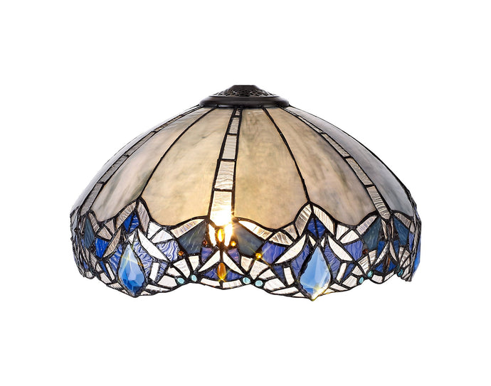 C-Lighting Hadlow, Tiffany 40cm Shade Only Suitable For Pendant/Ceiling/Table Lamp, Blue/Clear Crystal - 28862
