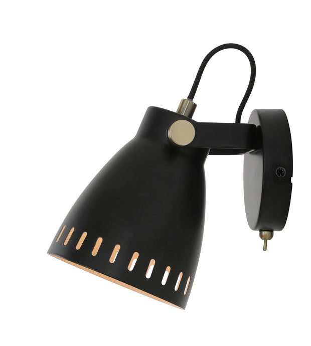 C-Lighting Hales Adjustable Switched Wall Lamp, 1 x E27, Matt Black/Antique Brass/Khaki - 29155