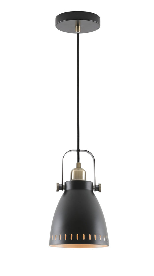 C-Lighting Hales Small Pendant, 1 x E27, Matt Black/Antique Brass/Khaki - 29156