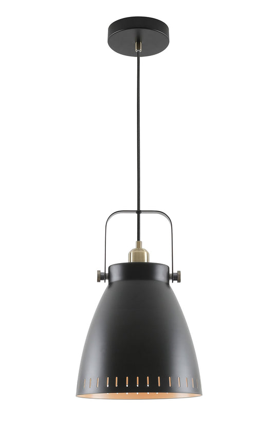 C-Lighting Hales Large Pendant, 1 x E27, Matt Black/Antique Brass/Khaki - 29158