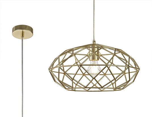 C-Lighting Harvey Elliptical Sphere Pendant, 1 x E27, Polished Brass - 28784