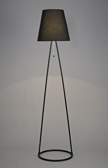 Deco D0233 Hayden Floor Lamp 1 Light E27 Matt Black c/w Black Fabric Shade