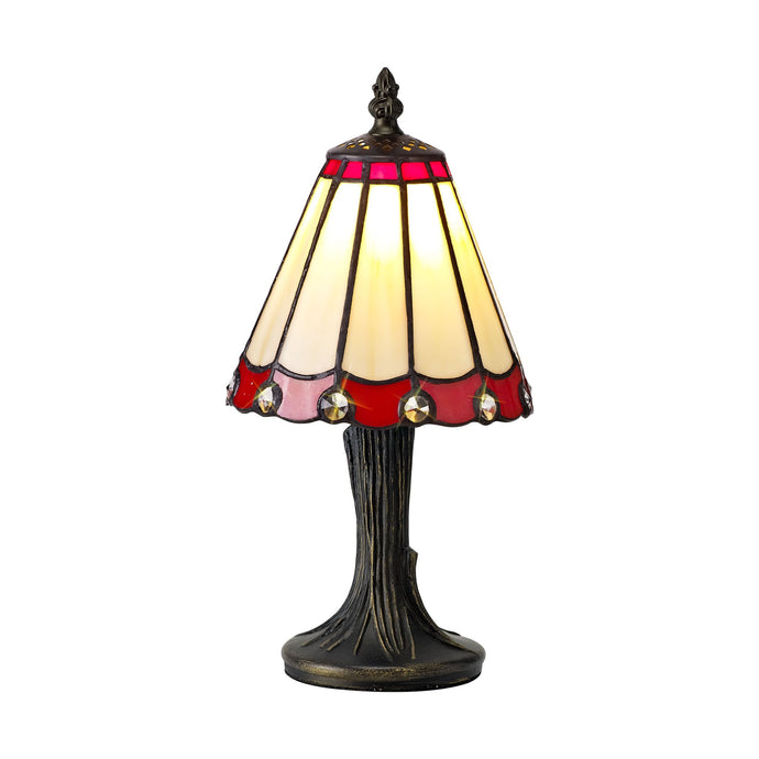 C-Lighting Heath Tiffany Table Lamp, 1 x E14, Cmurston/Red/Clear Crystal Shade - 28822