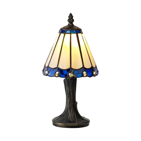 C-Lighting Heath Tiffany Table Lamp, 1 x E14, Cmurston/Blue/Clear Crystal Shade - 28823