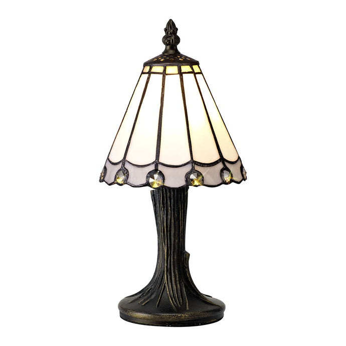 C-Lighting Heath Tiffany Table Lamp, 1 x E14, White/Grey/Clear Crystal Shade - 28824