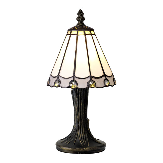 C-Lighting Heath Tiffany Table Lamp, 1 x E14, White/Grey/Clear Crystal Shade - 28824