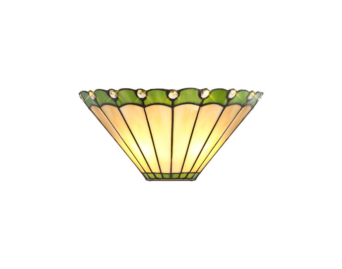 C-Lighting Heath Tiffany Wall Lamp, 2 x E14, Green/Cmurston/Crystal - 28832