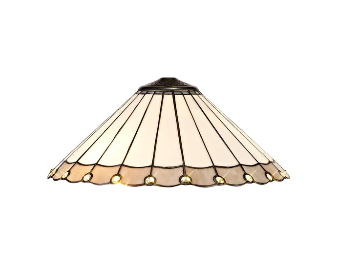 C-Lighting Heath Tiffany 40cm Shade Only Suitable For Pendant/Ceiling/Table Lamp, Grey/Cmurston/Crystal - 28843