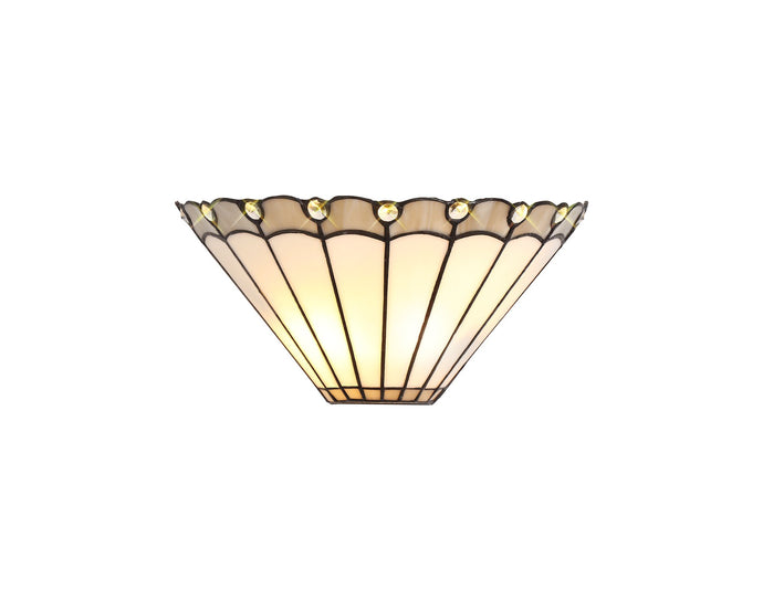 C-Lighting Heath Tiffany Wall Lamp, 2 x E14, Grey/Cmurston/Crystal - 28844