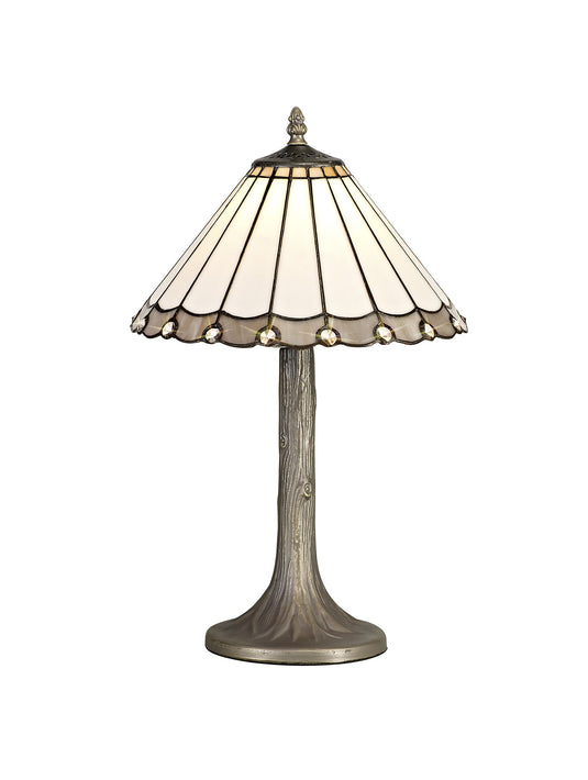 C-Lighting Heath 1 Light Tree Like Table Lamp E27 With 30cm Tiffany Shade, Grey/Cmurston/Crystal/Aged Antique Brass - 29728