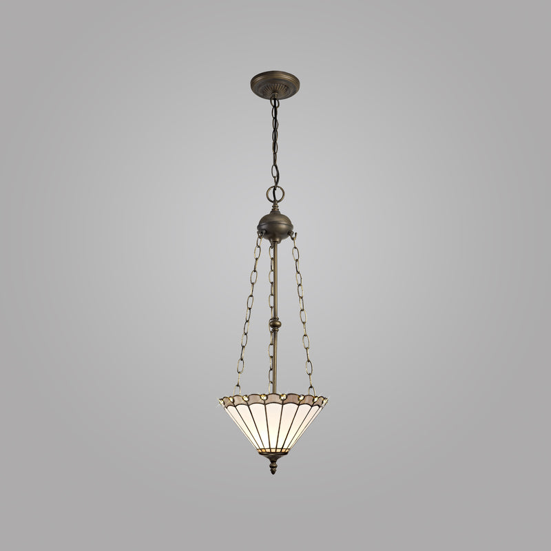 Load image into Gallery viewer, C-Lighting Heath 3 Light Uplighter Pendant E27 With 30cm Tiffany Shade, Grey/Cmurston/Crystal/Aged Antique Brass - 29737
