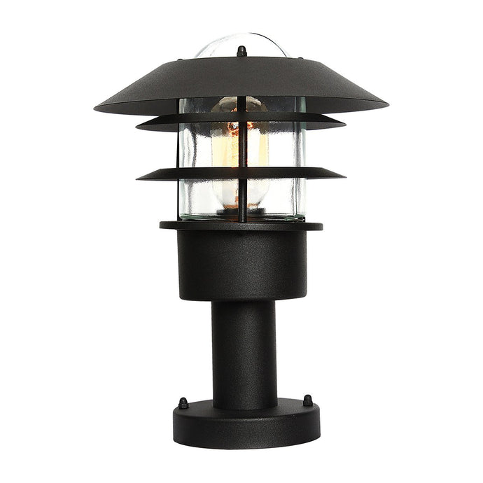 Elstead Lighting HELSINGOR-PED-BK Helsingor 1 Light Pedestal Lantern - Black