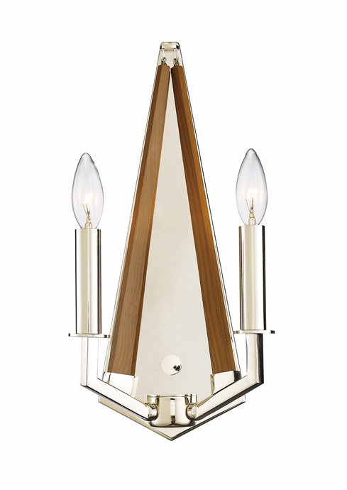 Diyas IL31680 Hilton Wall Lamp 2 Light E14 Polished Nickel/Taupe Wood - 38458